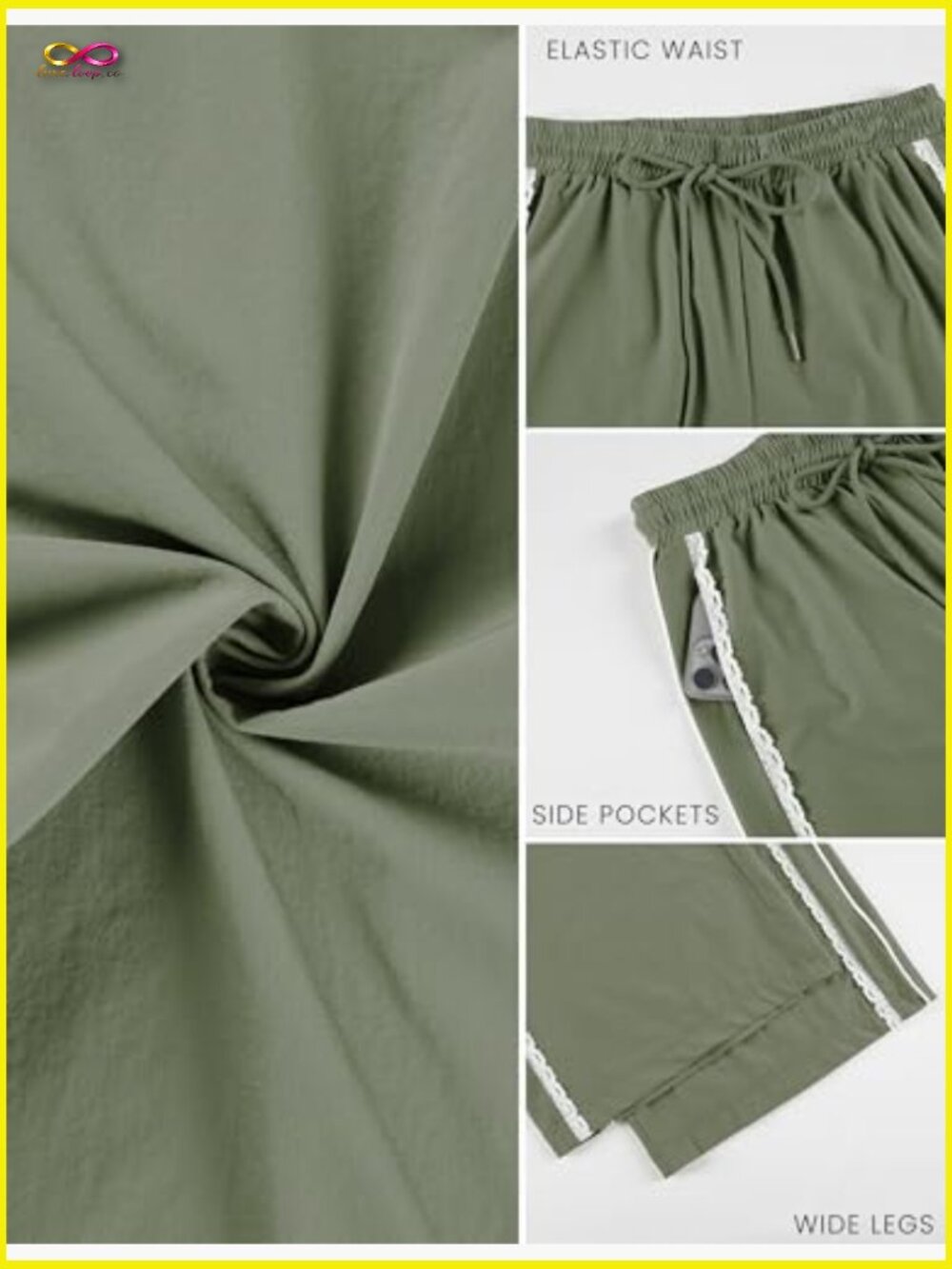 Wide Leg Sweatpants Side Stripe Crochet Drawstring Casual Track Palazzo Pockets - Picture 6 of 7